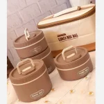 ظرف غذای( لانچ باکس) داخل استیل، 4 تکه، بدون نشتی، به همراه کیف (کرم و شکلاتی و طرحدار آلبالویی) - تصویر 10
