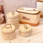 ظرف غذای( لانچ باکس) داخل استیل، 4 تکه، بدون نشتی، به همراه کیف (کرم و شکلاتی و طرحدار آلبالویی) - تصویر 5
