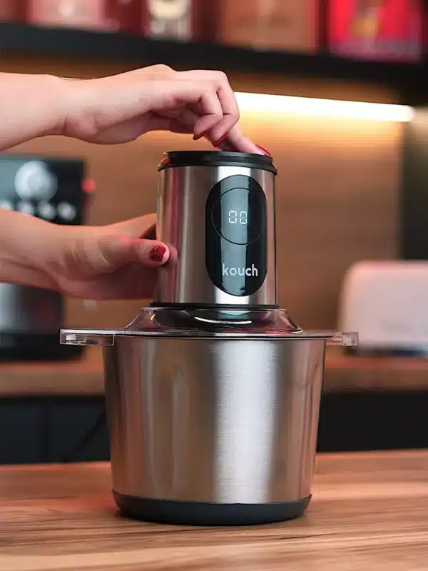 خردکن دوکاسه کوخ مدل KC-2049 با کاسه شیشه‌ای و استیل و تیغه تیتانیومی