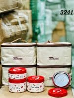 ظرف غذای( لانچ باکس) داخل استیل، 4 تکه، بدون نشتی، به همراه کیف (کرم و شکلاتی و طرحدار آلبالویی) - تصویر 3